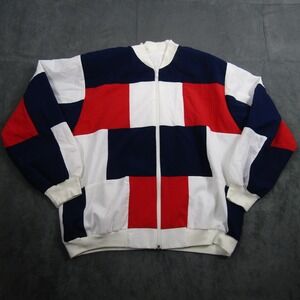 Regal Windbreaker Jacket Mens Large White Red Blue Colorblock Patchwork 90s USA